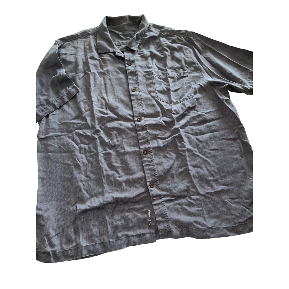 Tommy Bahama IslandZone Silk Blend Shirt Mens XL Grey Original Fit T313913